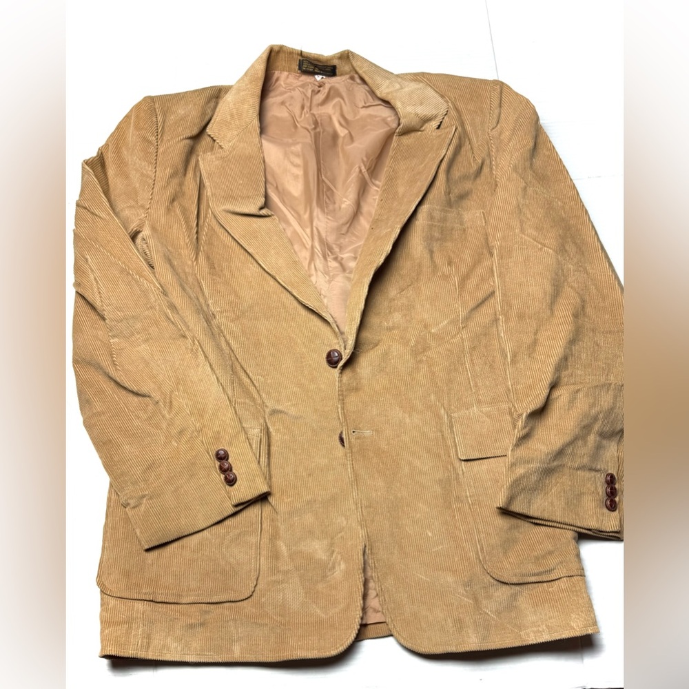 Vintage Matt Andrews Men’s 46 Long Corduroy Jacket‎ Brown Tan Buttons Lined 90s
